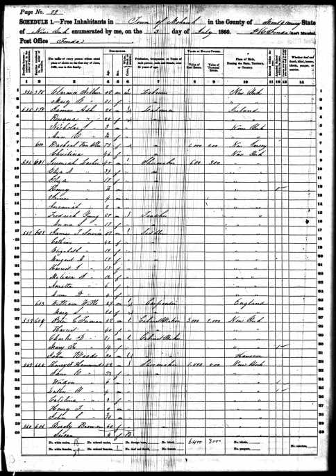 Ancestry.com, 1860 United States Federal Census (Provo, UT, USA, Ancestry.com Operations, Inc., 2009), Ancestry.com, Year: 1860; Census Place: Mohawk, Montgomery, New York; Roll: M653_787; Page: 79; Image: 83; Family History Library Film: 803787. Record for James T Service.